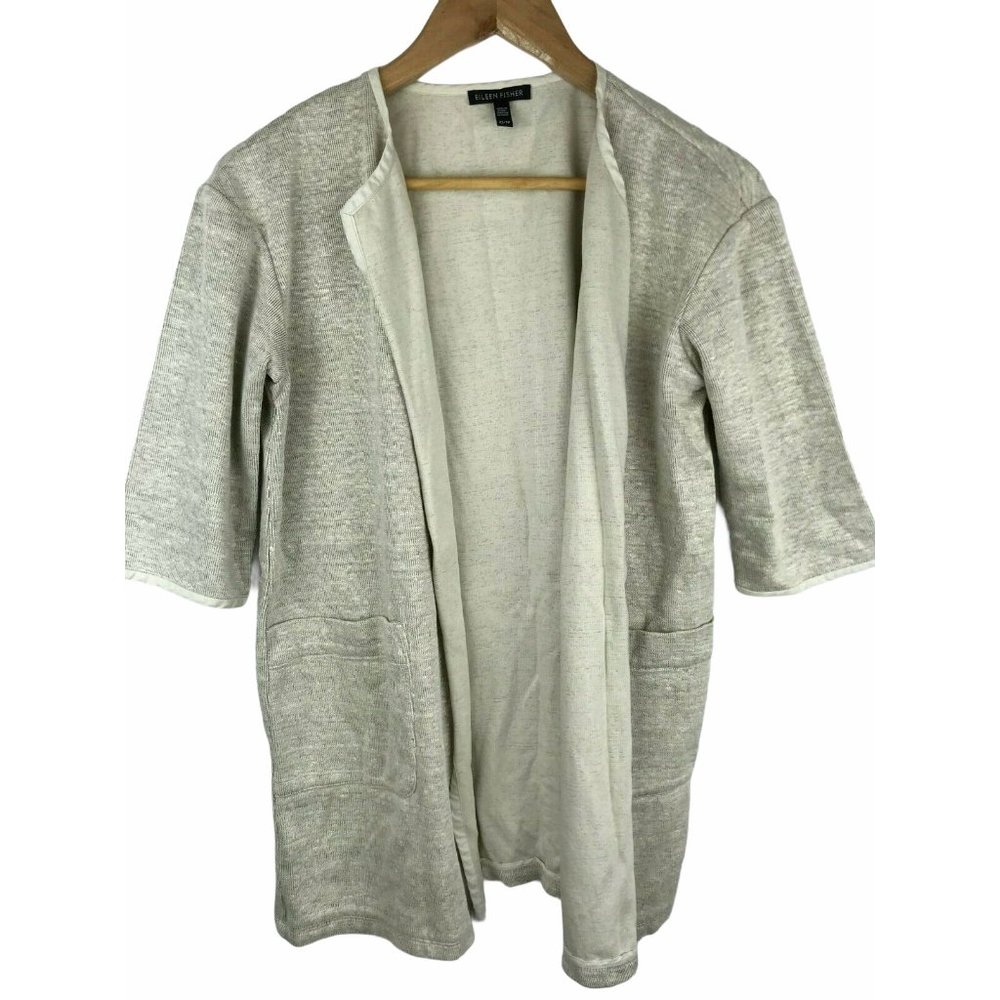 Eileen Fisher Open Cardigan Long Sweater Jacket XS